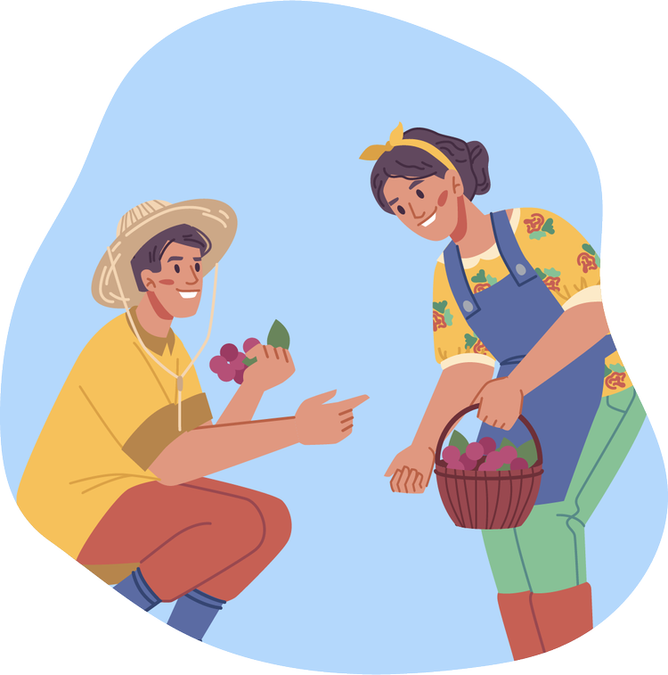 People exchanging fresh vegetables