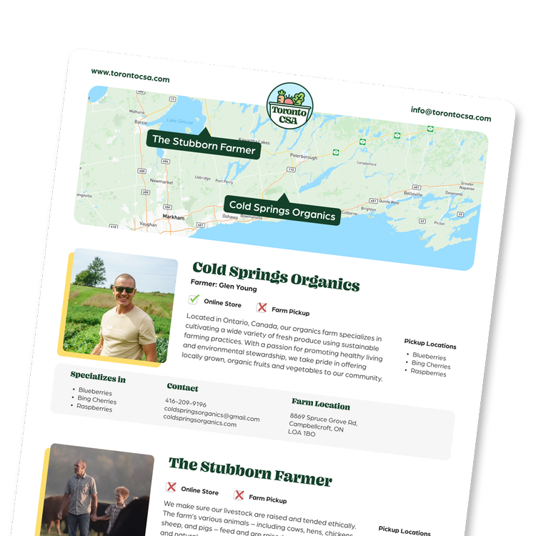 Toronto CSA directory pamphlet